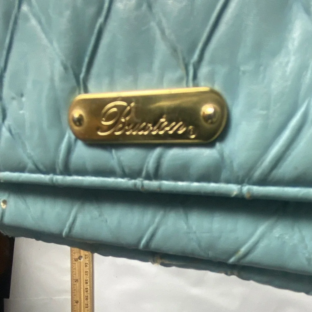 Buxton Light Blue Quilted Crossbody Wallet‎ Mini Purse Zip Snap